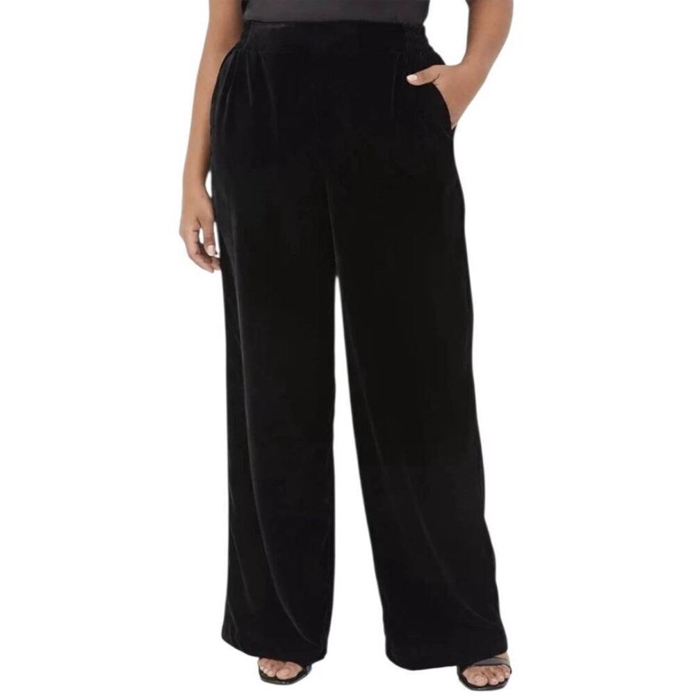 NWT Size 14 Lane Bryant plush velvet pull-on pants vintage-inspired wide leg sil